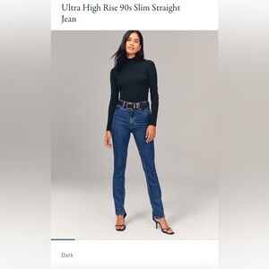 Abercrombie and Fitch, The 90s Slim Straight Ultra High Rise,  “Dark”
